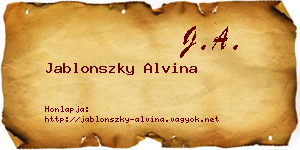 Jablonszky Alvina névjegykártya